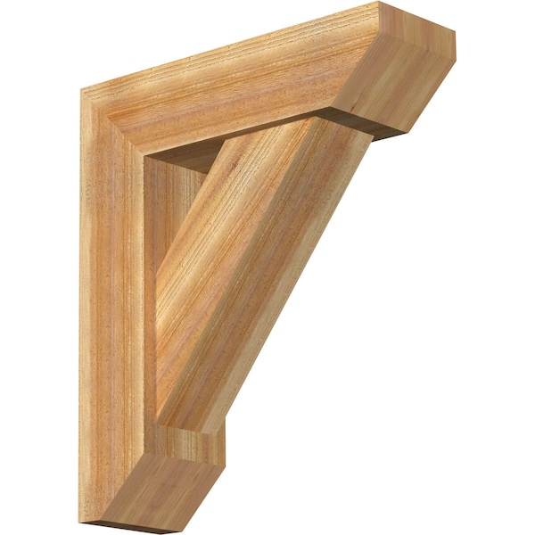Ekena Millwork Traditional Slat Rough Sawn Bracket w/ Offset Brace, Western Red Cedar, 8"W x 26"D x 30"H BKT0806X26X30TRA06RWR - main